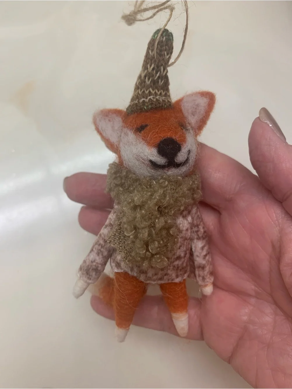 Wool Felt Animal Ornaments - Fox, Skiing Bear, and Raccoon